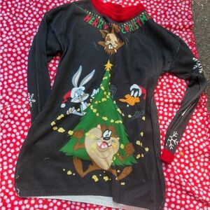 Warner Bros. Black Christmas Sweater with Characters
